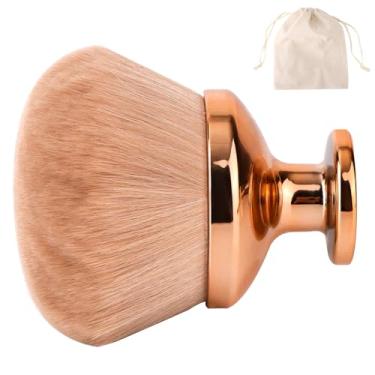 Imagem de Pincel de Maquilhagem Corporal Extra Grande, 90 mm Cabeça Larga Pincel Oval Kabuki Aplicador de Autobronzeador com Bolsa Cordão para Rosto Pescoço Costas Pernas Uso Húmido e Seco (Dourado)