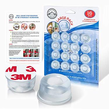Imagem de Paradas de borracha para porta [16 unidades] | Protetor de parede para porta | Protetor de cabeceira autoadesivo | Para-choques de porta de chuveiro | Bastão transparente nos amortecedores | Tamanho pequeno