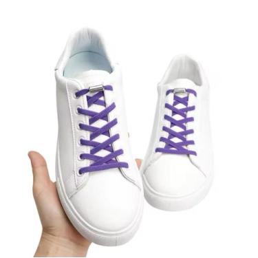 Imagem de Cadarço Elástico sem amarrar 1 Par Fecho Rosca Metal Cordão - Genérico