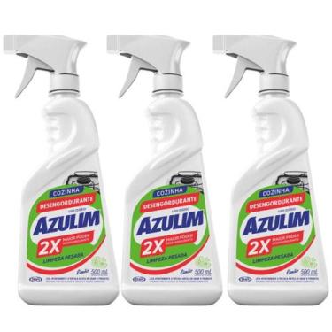 Imagem de Desengordurante Spray 500ml Azulim Limpeza Pesada, Kit 3 Unidades
