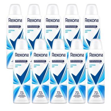 Imagem de Kit 10 Desodorante Rexona Cotton Dry Aerosol Antitranspirante 48h 150ml