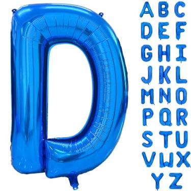 Imagem de Balão de letra azul de 101 cm com letras grandes D balão alumínio hélio alfabeto balões azuis festa de aniversário chá de bebê decoração cerimônia de formatura (letra D)