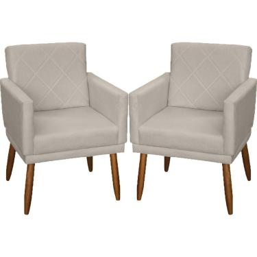 Imagem de Kit 2 Poltronas Decorativa Para Sala Recepção Beatriz Suede Cores Pé Palito Castanho