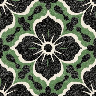 Imagem de HOMETITUTE 10 peças de azulejos florais verdes e pretos de 30,5 x 30,5 cm, adesivos de piso de vinil removíveis para cozinha, banheiro, sala de estar, entrada, decoração de casa