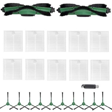 Imagem de Peças de reposição compatíveis com Irobot Roomba Essential Vacuum Accessory Y0110 Y013420 Y0140 Y054020 Q011 Q0120 Q052 Inclui 2 rolos de escova e 10 escovas laterais