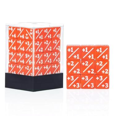 Imagem de 36 Pieces Magic The Gathering MTG Counter Dice +1 Through +6 Life Counter Tokens D6 Solid Dice for MTG, TCG, Cards Gaming Accessories with Portable Plastic Box(Orange)