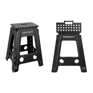 Imagem de Banqueta dobravel antiderrapante preta 45 cm paramount