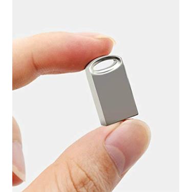 Imagem de Mini pen drive USB, pen drive de metal, 32 GB, 64 GB, 128 GB, com chaveiro, pen drive, pen drive, armazenamento de dados, prata (USB 2.0, 64 GB)