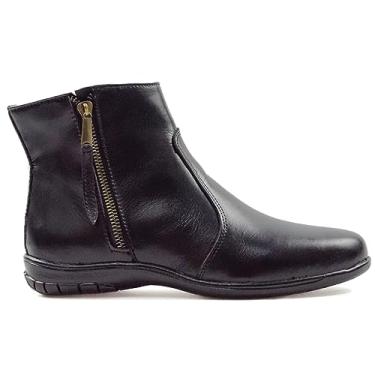 Imagem de Bota Feminina em Couro, Cano Curto, Com Zíper Lateral, Montaria, Country e Texana, 33-40 (Preto, BR, Adulto, Numérico, 40)