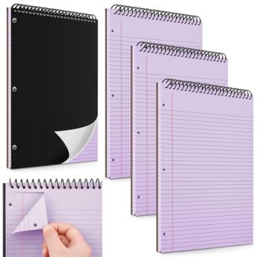 Imagem de MotiMind 3 pacotes de caderno espiral superior 21,6 cm x 28 cm com 3 furos bloco de notas pautado universitário 50 folhas de papel de papelão rígido encadernado bloco de notas para escritório escola