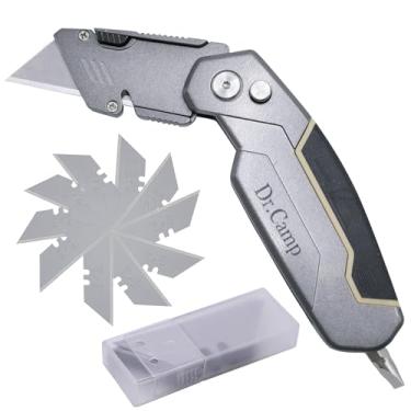 Imagem de Dr.Camp Canivete Dobrável Para Serviços Pesados Dr.Camp, Estilete Retrátil Sk2 Com Lâmina De Troca Rápida, Design Armazenamento, Corpo Em Liga Zinco, Cabo Antiderrapante Cortar Papelão, Caixas Corda
