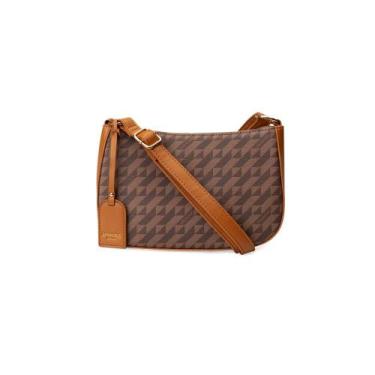 Imagem de Bolsa Transversal Feminina Pequena Monograma BG Marrom - Bagaggio, Mar