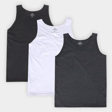 Imagem de Kit Regata Hering C/ 3 Peças Masculina, Cinza, Preto, G