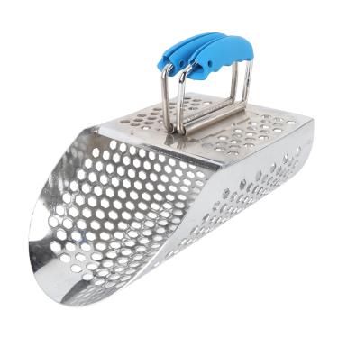 Imagem de Depisuta Pá para areia para detecção de metais, pá peneira de areia em aço inoxidável com orifícios de peneira e cabo dobrável, acessórios para detector de metais