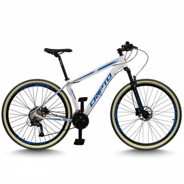 Imagem de Bicicleta Aro 29 Cripto 24 Marchas Freio Disco E Suspensão Pneu Bege - Branco/azul - 19" Branco/azul