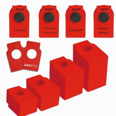 Imagem de Etiquetas de garrafa de vinho – Etiquetas de papel penduradas na adega para pescoço de garrafa, etiquetas de presente de dupla face para prateleiras de vinho, champanhe e organização de cerveja