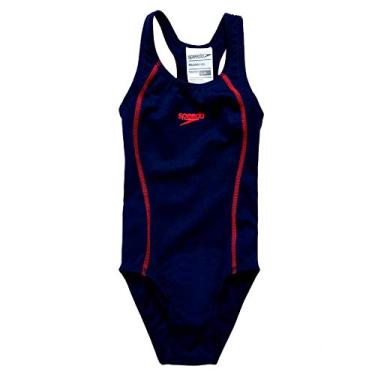 Imagem de Maiô Infantil, Speedo, Acqua Basic, Acquaplus Liso com Costas Nadador Fechada, tamanho 4 - Azul