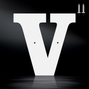 Imagem de Letras brancas à prova de ferrugem de 15 cm, números de endereço de metal resistente para casa, números 0-9 à prova de intempéries e letras de metal A-Z ao ar livre para porta, portão, caixa de