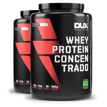 Imagem de Kit 2 Whey Protein Concentrado Dux Chocolate Branco 900g
