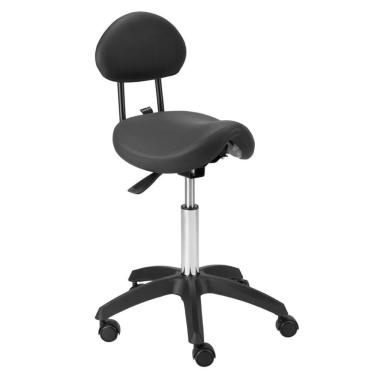 Imagem de Cadeira Mocho Salão de Beleza Dompel Sela com Encosto Preto