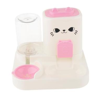 Imagem de Ｂｅｓｇａ Alimentador automático 2 em 1 para animais de estimação, recipiente de água, estação de alimentação, alimentador multifuncional prático para gatos, Rosa