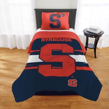 Imagem de Conjunto de edredom laranja Syracuse – roupa de cama laranja para dormitórios, quartos de hóspedes, trailers, portas traseiras e Syracuse, decoração de dia de jogo, solteiro/solteiro GG