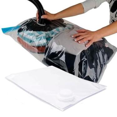 Imagem de Saco A Vácuo Para Roupas Tamanho 60x80cm Porta Edredom Cobertor Toalhas Organizador Mala de Viagem