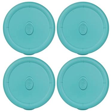 Imagem de Pyrex 8202-VPC Tampa de substituição de plástico ventilada redonda turquesa para armazenamento de alimentos - pacote com 4, feita nos EUA