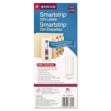 Imagem de Smead Etiquetas Smartstrip para impressoras a laser, pacote de refil de etiquetas com aba de extremidade, 250 etiquetas por pacote (66004)