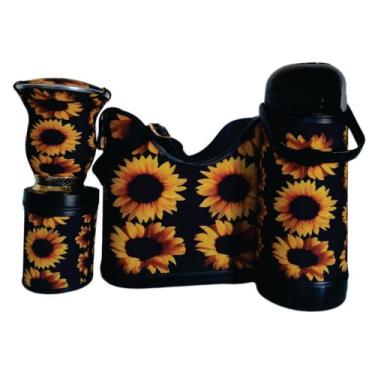 Imagem de Kit de chimarrão GIRASSOL FUNDO PRETO - SBL CUIAS PERSONALIZADAS