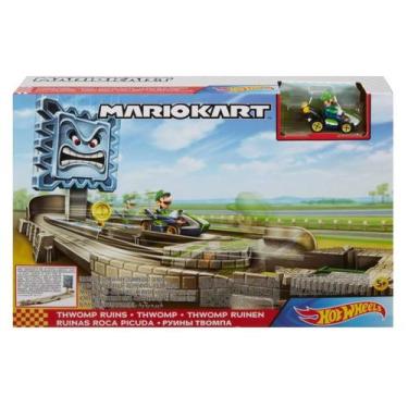 Imagem de Pista Hot Wheels Mario Kart Ruina Thwomp Veiculo Luigi Gcp26 - MATTEL