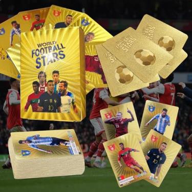 Imagem de 55PCS World Cup Soccer Cards, 2024-2025 Europa League Soccer Trading Cards Set, Shimmering Gold Collectible Football Cards Gift for Kids, Fans ansd Adult, Not Original (Gold)