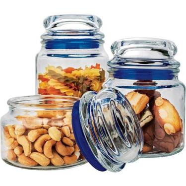 Imagem de Conjunto 3 Potes Multiuso Hermética Tamanhos Variados Azul Euro Home