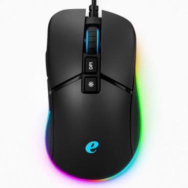 Imagem de Mouse Gamer Óptico EMW130 USB com Fio RGB 7200 DPI 7 Botões, Design Ergonômico, Alta Precisão para PC, Notebook e Setup Gamer Preto