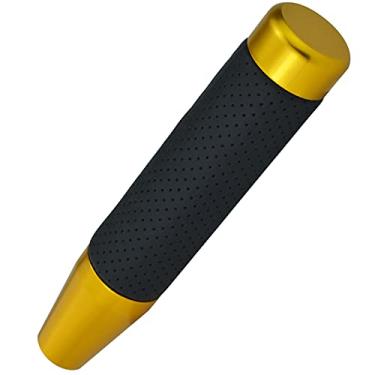 Imagem de Lunsom Manípulo de câmbio ponderado, manípulo de câmbio longo de liga de alumínio de couro, alavanca de câmbio, manípulo de engrenagem de cabeça adequado para a maioria dos veículos de transmissão