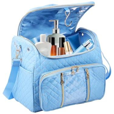 Imagem de Bolsa de armazenamento de fios impermeável Oxford pano organizador de tricô multiuso bolsa de crochê com vários bolsos organizador portátil para fio gancho de crochê agulha de tricô outros acessórios