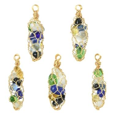 Imagem de UR URLIFEHALL 5 berloques coloridos de contas de vidro com fio de cobre para pulseira faça você mesmo, colar, brincos, fabricação de joias, artesanato