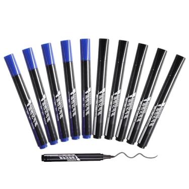 Imagem de GZBABY Marcadores permanentes, 10 peças, caneta marcador impermeável para plástico, madeira, pedra, metal, superfície de vidro (preto azul)
