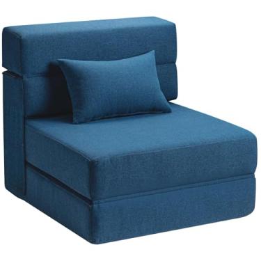 Imagem de SUYOLS Sofá-cama dobrável com travesseiro - Cadeira conversível sofá de chão e colchão de dormir, cama dobrável de espuma viscoelástica para sala de estar/dormitório/quarto de hóspedes/escritório em