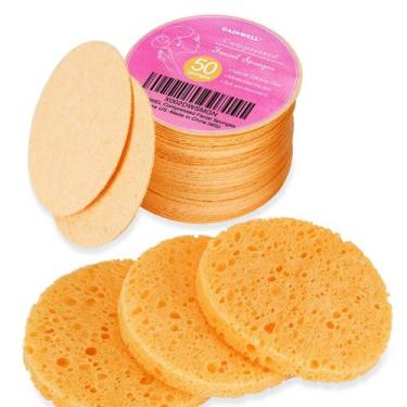 Imagem de Esponjas faciais GAINWELL Celulose 100% natural, 50 unidades