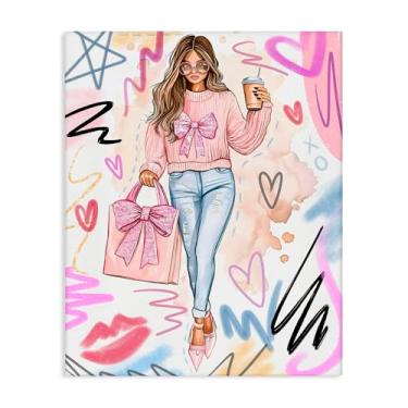 Imagem de Stupell Industries Design de arte de parede Fashionista com bolsa e lona de café por Jess Stempel, 76 x 61 cm