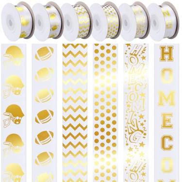 Imagem de Juinte Fita para mãe de baile de 60 jardas, rolo de fita de cetim de futebol de 2,7 cm de largura para embrulho de presente, suprimentos para mães, lembrancinhas de festa de futebol, decorações de