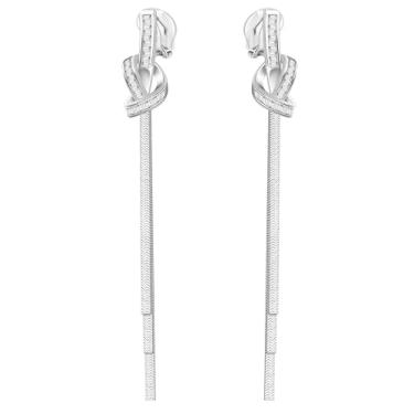 Imagem de KristLand - Brincos de borla de corrente de cobra banhados a ouro 18 quilates para mulheres com nó de franja de zircão cúbico com brincos de prata S925 com borla longa joia Boho, Cristal, Cristais