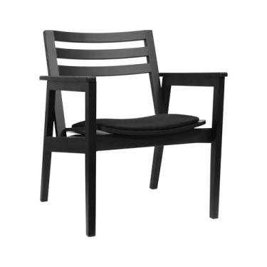 Imagem de Poltrona Cairo Madeira Maciça Encosto Ripado Assento Anatômico - Preto - Estofado Linho Preto Textura