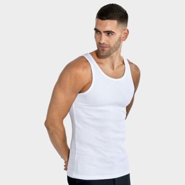 Imagem de Regata Masculina Modelo Americano Canelada  - Levitali, Branco, G