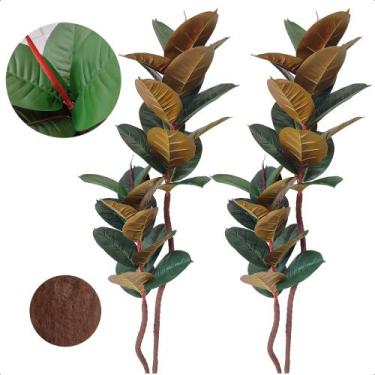 Imagem de Kit 2 Fícus Lyrata Outono Verde Artificial Sem Vaso Decoração - Flor d
