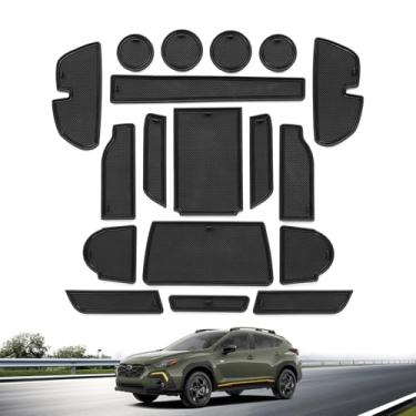 Imagem de Forro de console central de 18 peças para Subaru Crosstrek 2025 2024 inserções de suportes de copo para porta crosstrek 2025 tapetes antipoeira acessórios interiores (preto)