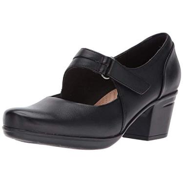 Imagem de Clarks Sapato feminino Emslie Lulin, Couro preto, 6 Wide