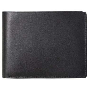 Imagem de Carteira masculina de couro dobrável RFID com carteira dobrável em marrom búfalo vintage, Sem logotipo - preto napa liso