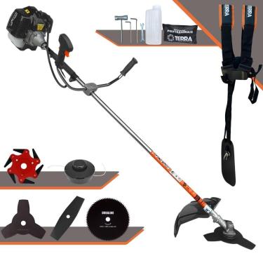 Imagem de Roçadeira Cortador de Grama Terra GRH430 À Gasolina 2T 43cc 1,7HP Com Carretel Nylon + Faca 2 Pontas + Faca 3 Pontas + Faca 6 Pontas e Faca 80 Dentes